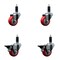 Service Caster 3'' Red Poly Wheel Swivel 1-1/8'' Expanding Stem Caster Set 2 Brakes, 4PK SCC-EX20S314-PPUB-RED-2-PLB-2-118 - alternate 1